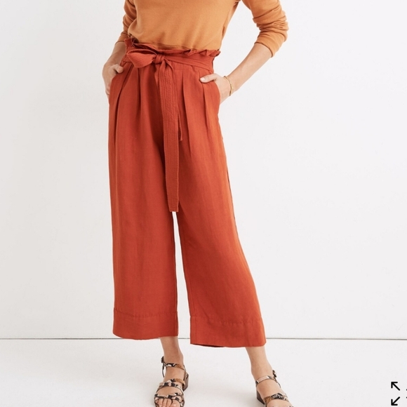 Madewell Tie-Waist Huston Pull-On Crop Pants Size Meduim - Picture 1 of 10